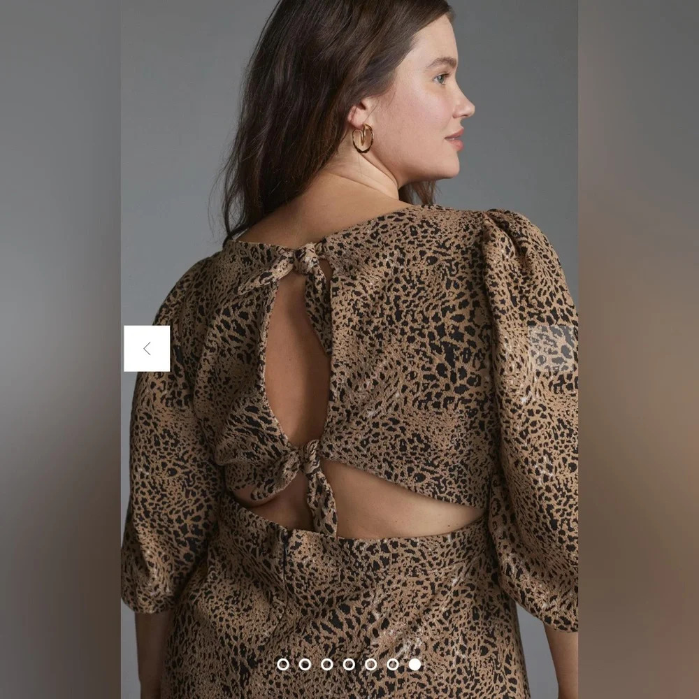 Anthropologie Maeve Animal Print Knit Cut Out Mini Dress. NWT Size US 14 - Picture 5 of 15